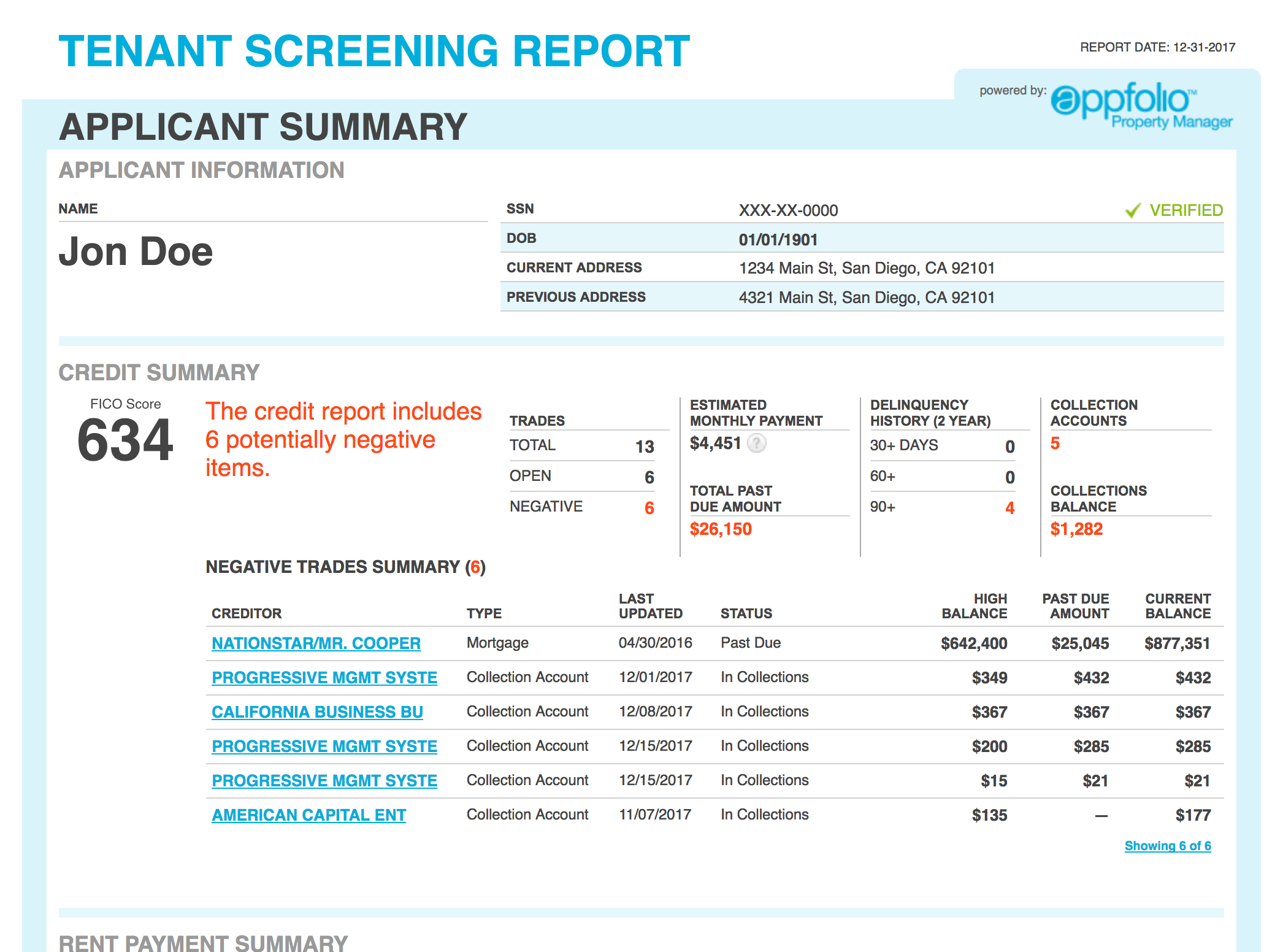 screening report